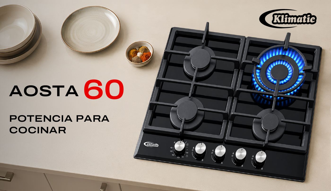 Cocina Empotrable a Gas Klimatic AOSTA 60 de 4 hornillas