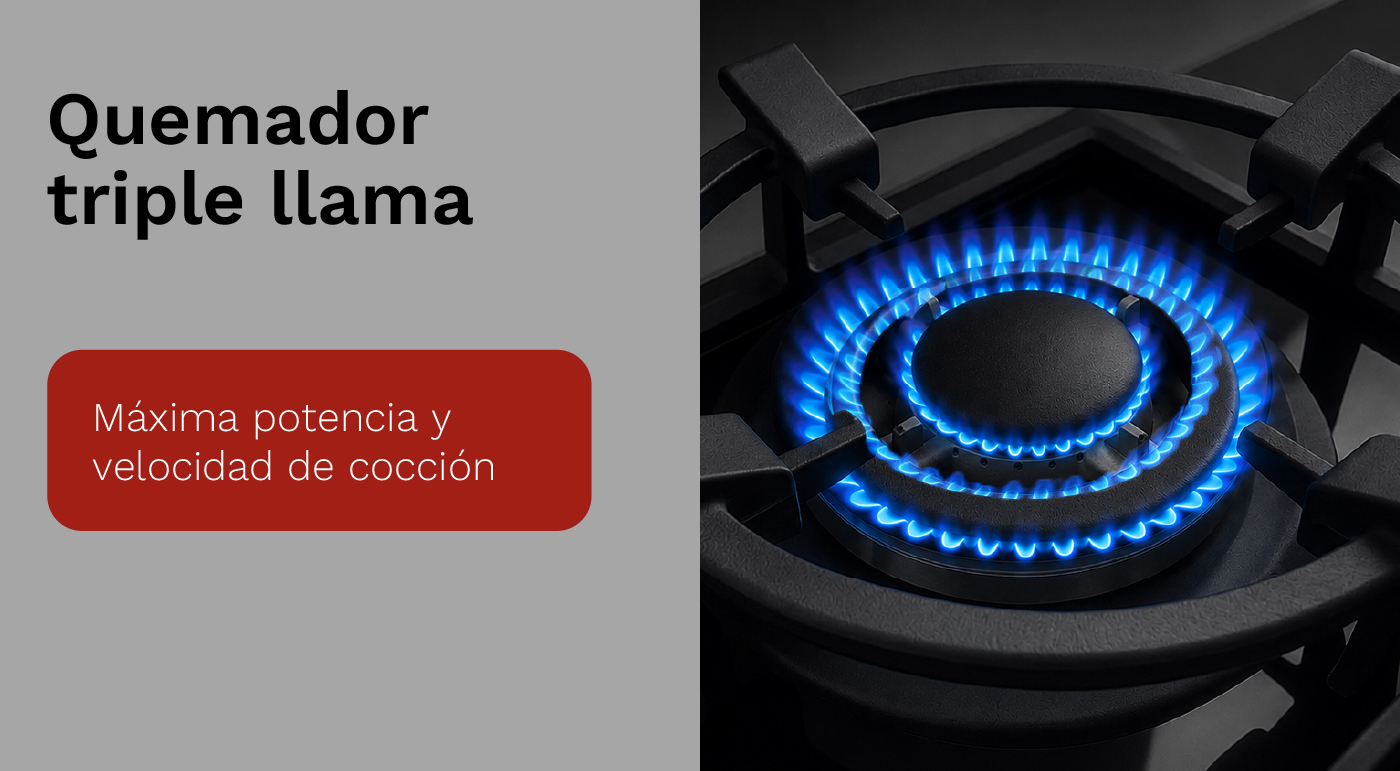 Quemador triple llama de la Cocina Empotrable Klimatic AOSTA 60