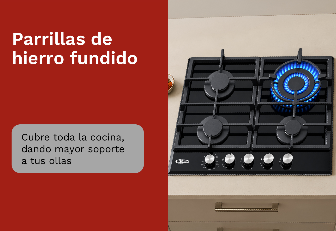 Parrillas completas de hierro fundido de la Cocina Empotrable Klimatic AOSTA 60