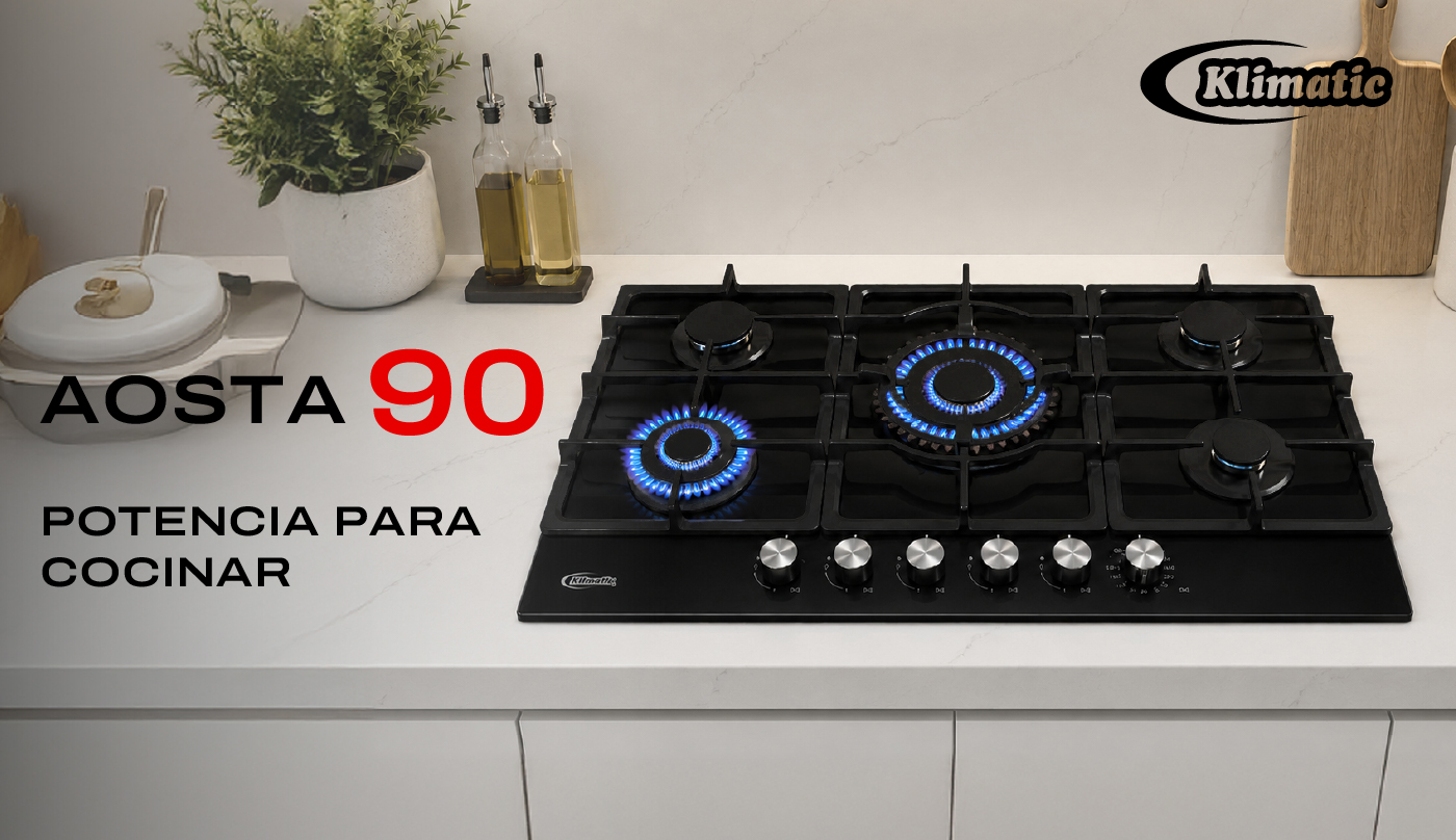 Cocina Empotrable a Gas Klimatic AOSTA 90 de 5 hornillas