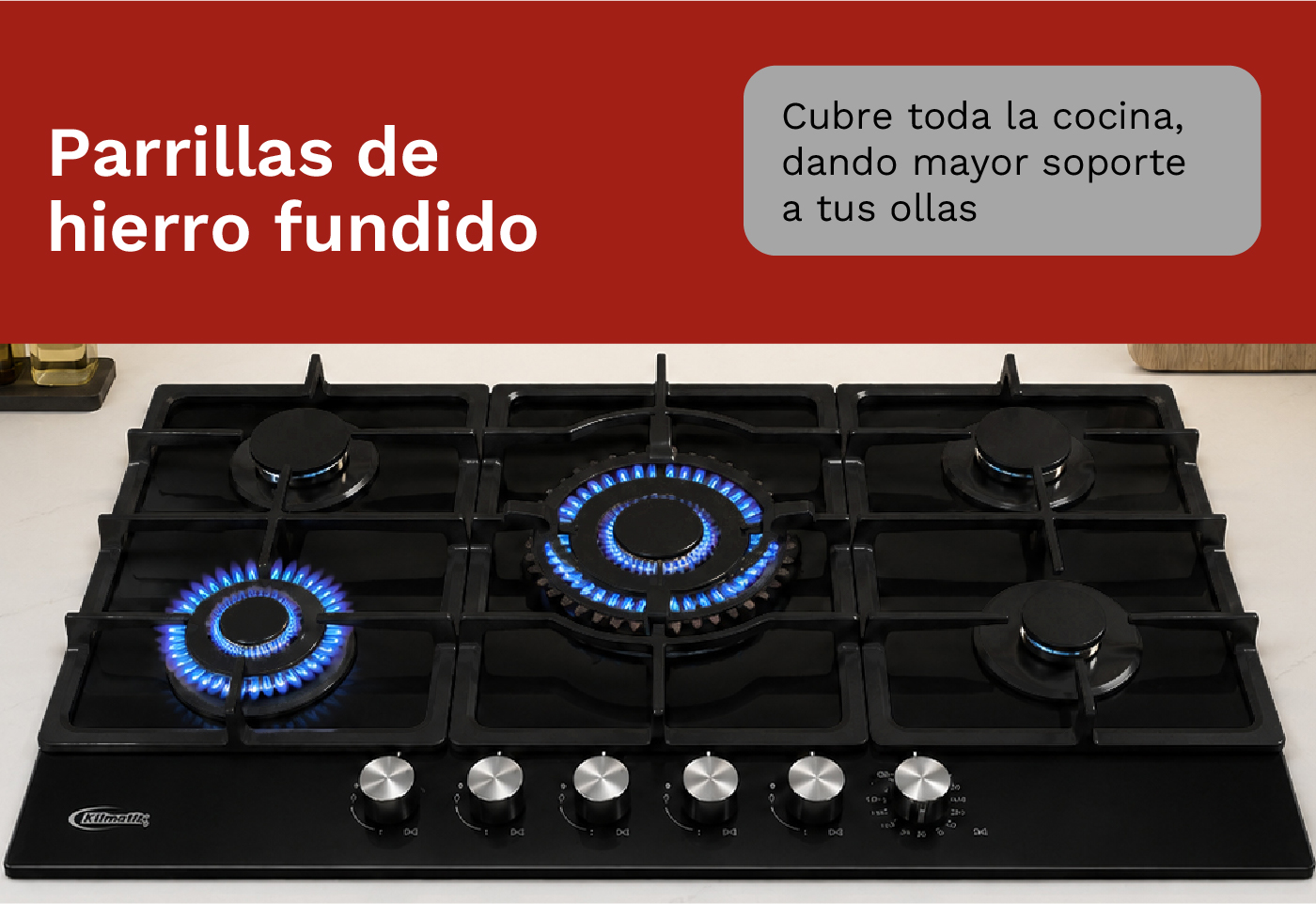 Parrillas de la Cocina Empotrable a Gas Klimatic AOSTA 90