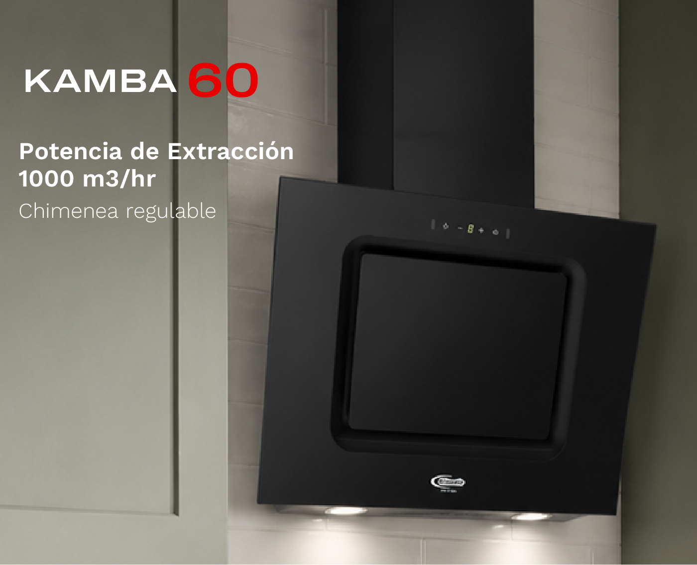 Campana Extractora Klimatic Kamba 60 cm con potencia de extracción de 1000 m3 por hora