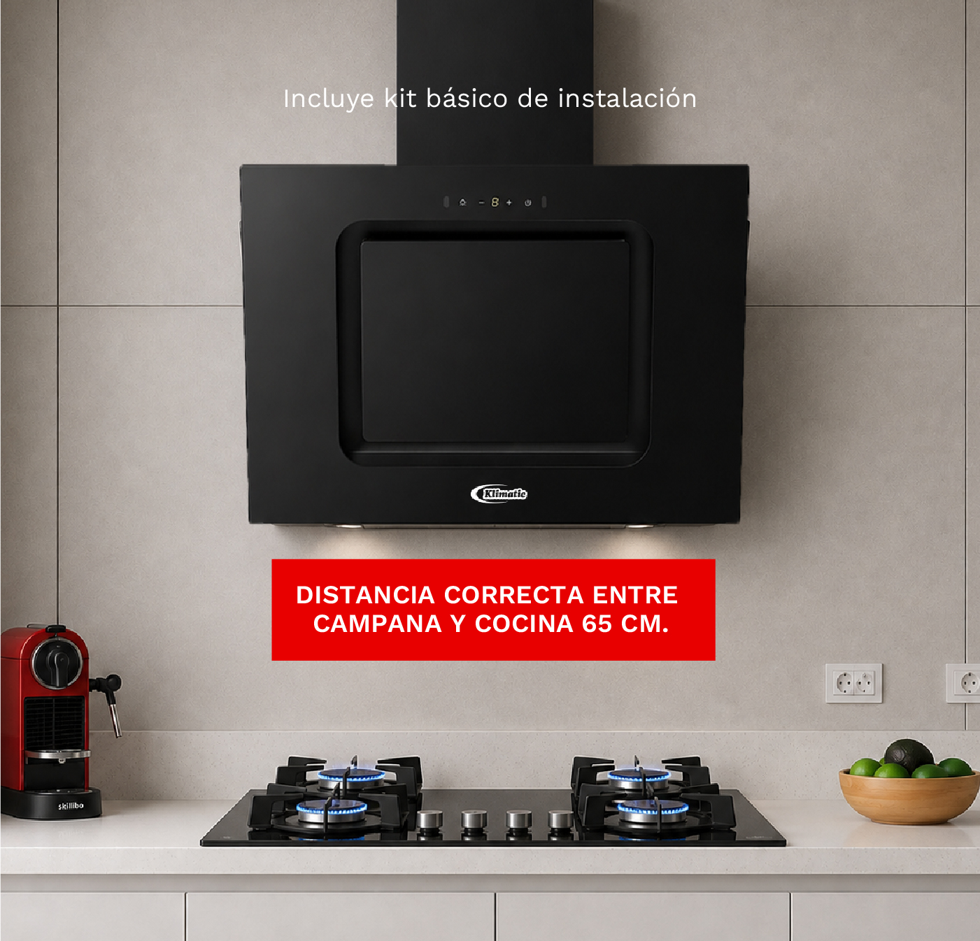 Instalación de Campana Extractora Klimatic Kamba 60 cm sobre cocina