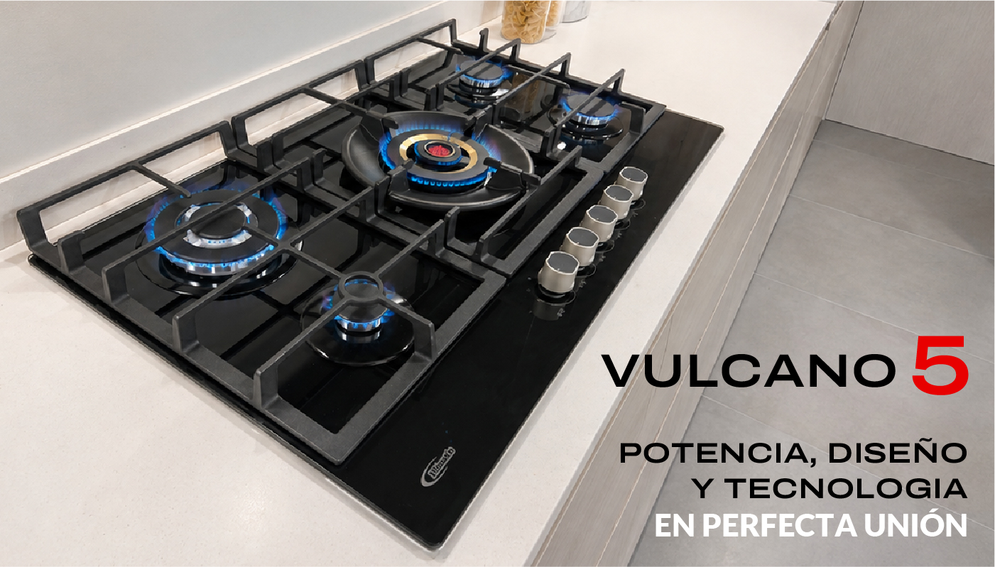 Cocina Empotrable a Gas Klimatic Vulcano 5 hornillas de 90 cm