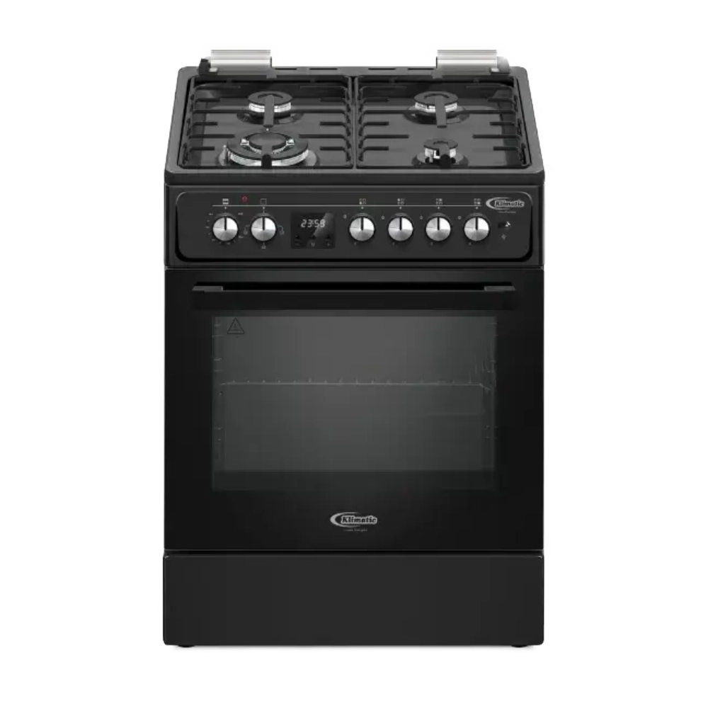 Cocina de Pie a Gas Klimatic Venti Black 4 hornillas 24 Pulgadas