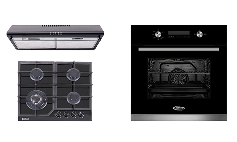 Tricombo Klimatic: Horno a Gas Bonn + Cocina Empotrable Alessia 60 cm + Campana Lineal CK601 Ne