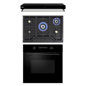 Tricombo Klimatic Cocina Massima 5 Hornillas + Campana Haarlem + Horno a gas Bonn Black