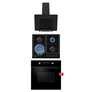 Tricombo Klimatic Cocina Vulcano 4 + Campana Aria + Horno a gas Bonn Black